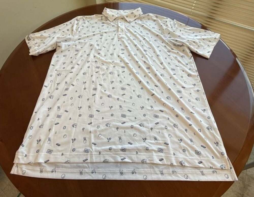 Straight Down Men's XXL Performance Golf Polo Lucky Odds Casino Print White